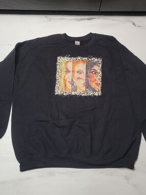 Gildan Womens Mens XL Hocus Pocus Sanderson Sisters Leopard Sweatshirt Black